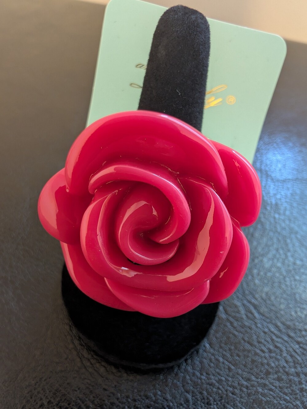 Pink Rose Statement Ring With Stretch Band - Women Jewelry